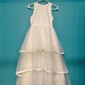 Rosebud White Layered Formal Flower Girl Dress